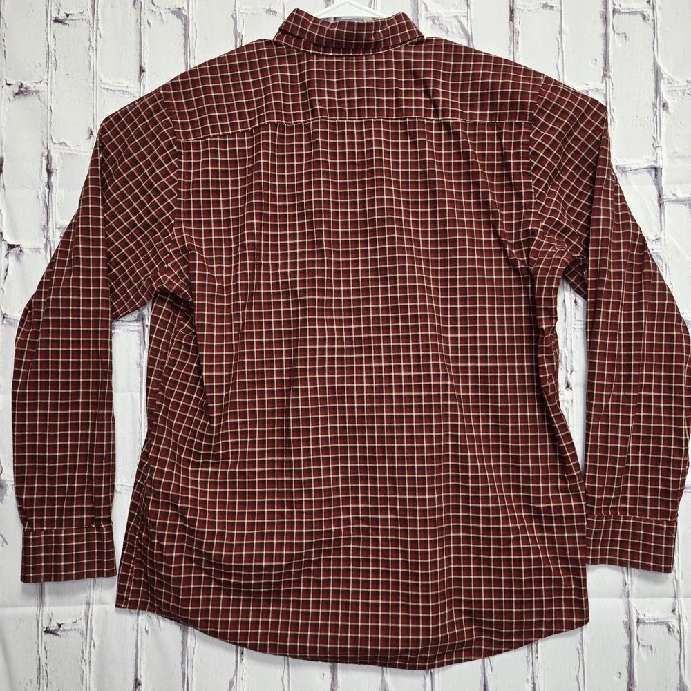 Banana Republic Slim Fit Dress Shirt Stretch Soft Cotton Men's Xlarge‎ Red Tan